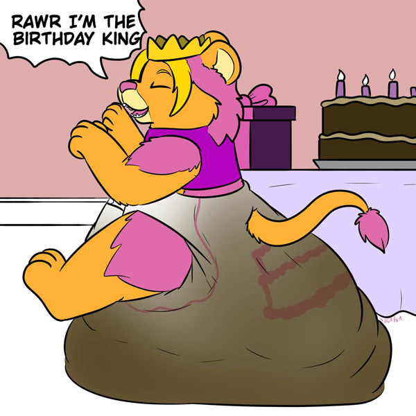 Friar as the messy diapered birthday king