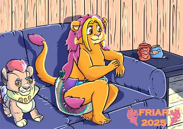Kion and Friar on the couch watching TV