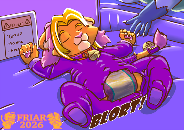 Friar in a poopy diaper in a bassinet