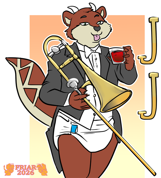 JJ Otter badge with trombone