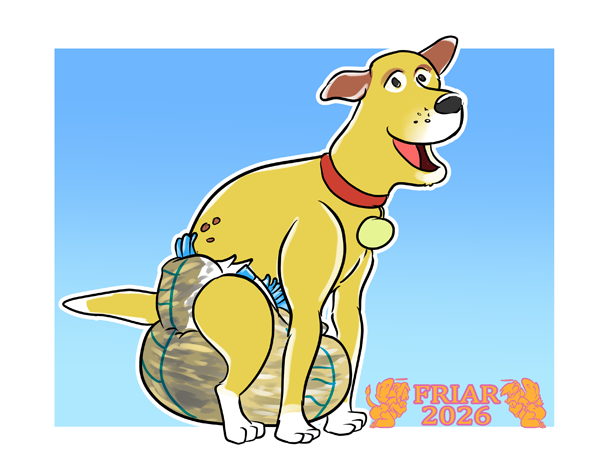 Martha the dog filling her diaper