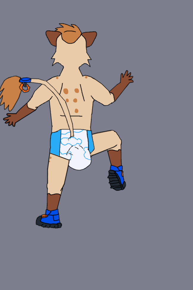 Toffee dancing in a dirty diaper
